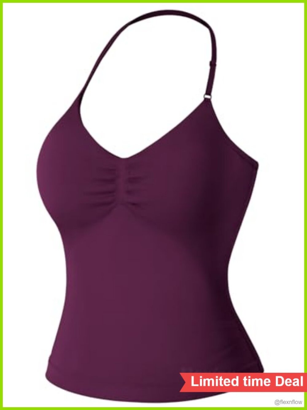 Longline Strappy Workout Tank Top V-Neck Athletic Camisole with Removable Pads